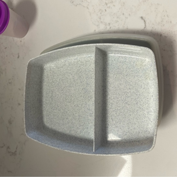 VTG Tupperware Slim Packette Divided Lunch Container Speckled set of two - Picture 2 of 2